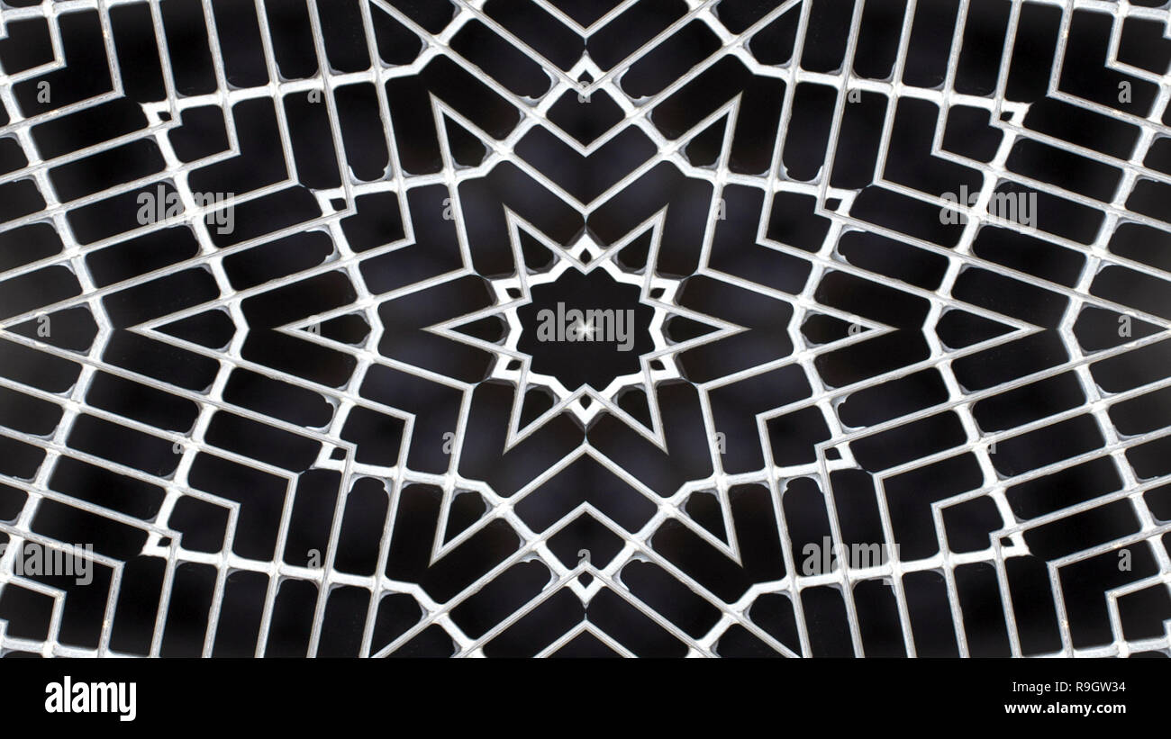 Abstrakte farbenfrohe Hypnotischen symmetrische Muster dekorative Dekorative Kaleidoskop Bewegung geometrischen Formen Kreis und Star Stockfoto