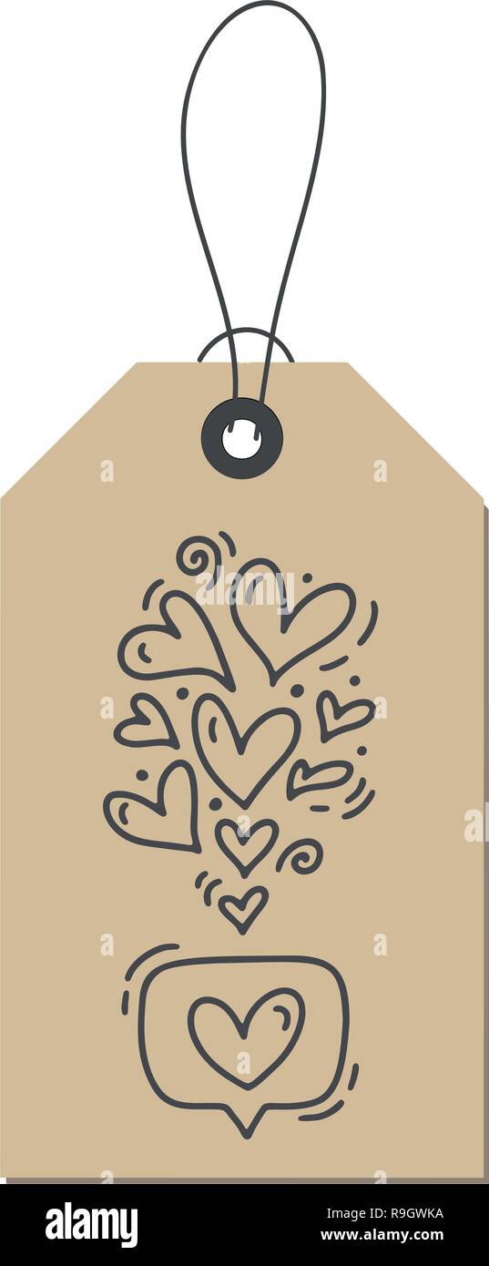 Vektor Monoline-versicherer Kalligraphie gedeihen Herzen wie über Liebe auf Kraftpapier Tag. Isolierte Valentines Tag Hand gezeichnet Schriftzug Abbildung. Herz Ferienwohnung Skizze doodle Design valentine Karte. liebe Dekor für Web-, Hochzeits- und Drucken Stock Vektor