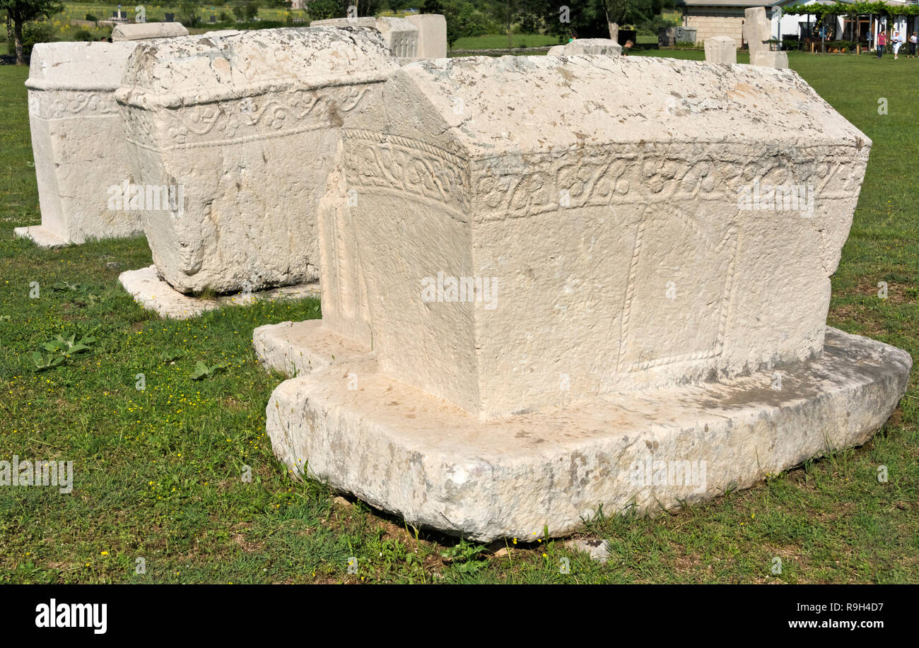 Stecak Grabsteine an Radimija Nekropole, Stolac, Bosnien und Herzegowina Stockfoto