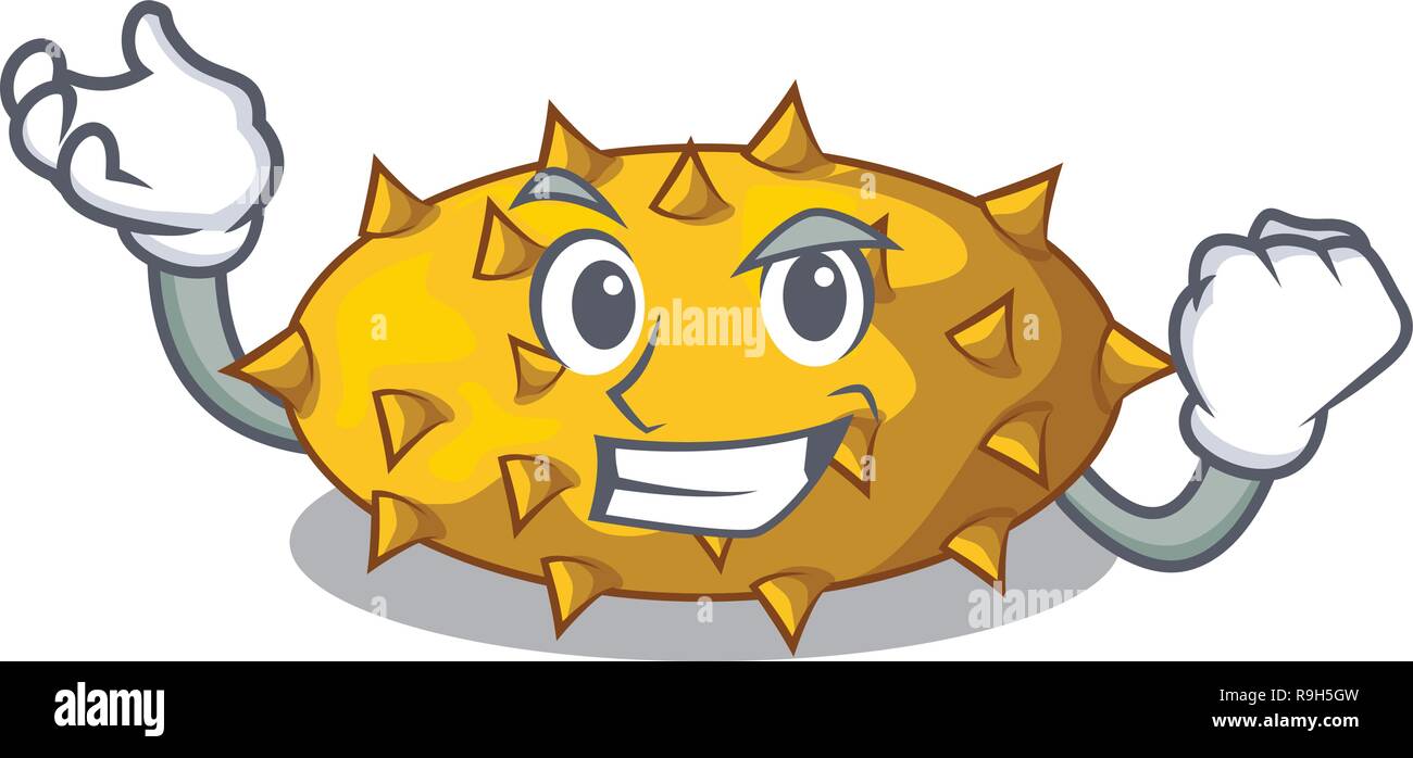 Erfolgreiche Obst Kiwano das Maskottchen isoliert Stock Vektor