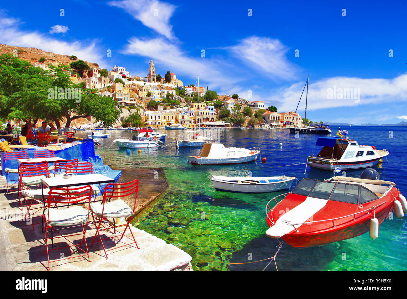 Wunderschöne Insel Symi Dodekanes Insel, Griechenland. Stockfoto