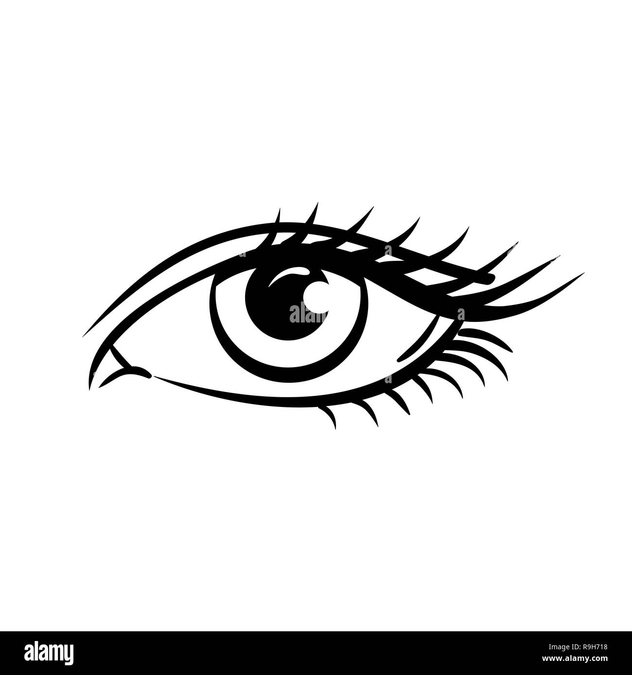 Auge auf weißem Hintergrund. Frau Auge. Das auge Logo. Augen Art. menschliche Auge, Auge close up-Vektor Stock Vektor