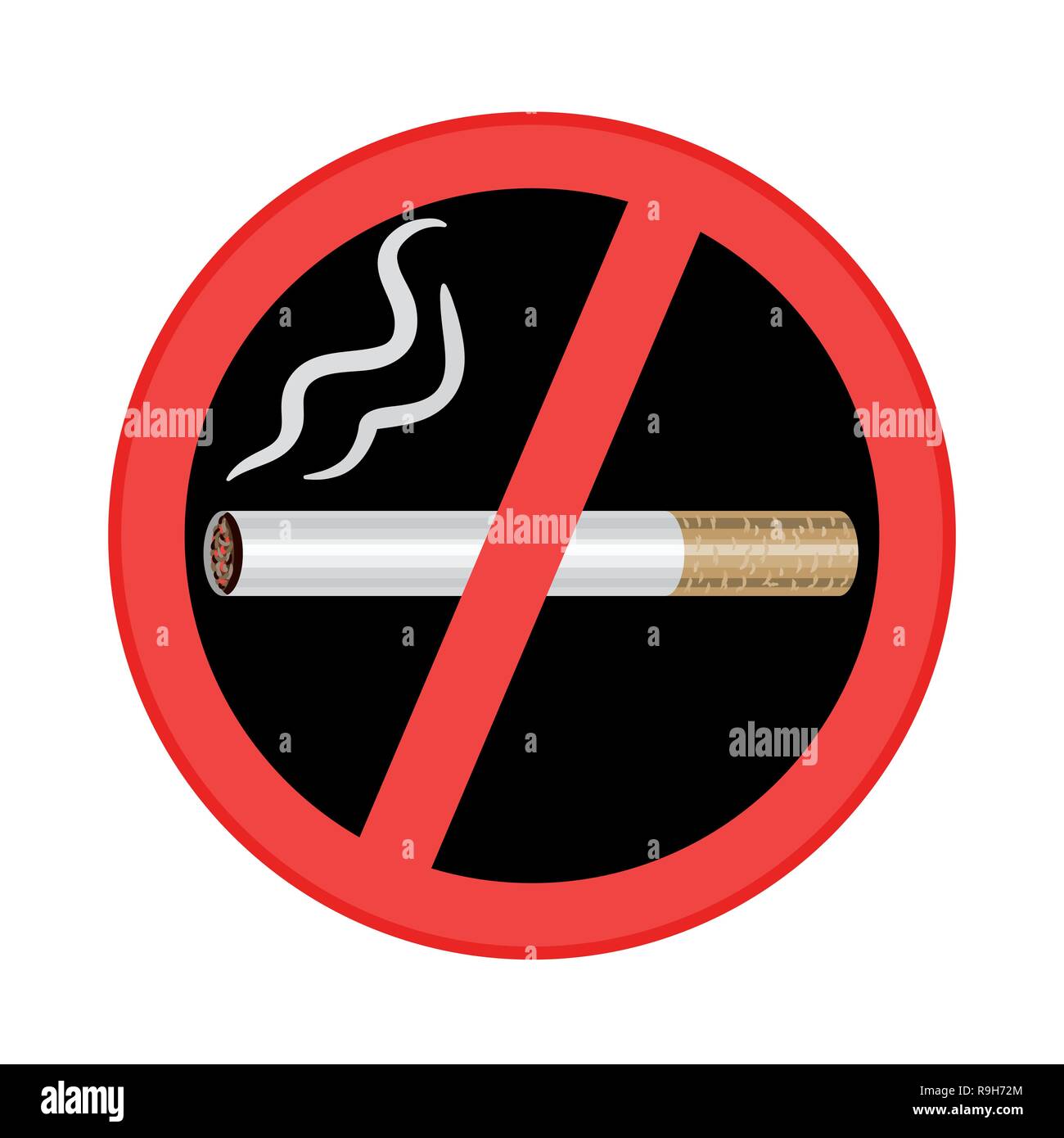 Nr. Rauchen Zeichen auf schwarzem Hintergrund. Vector Illustration Stock Vektor