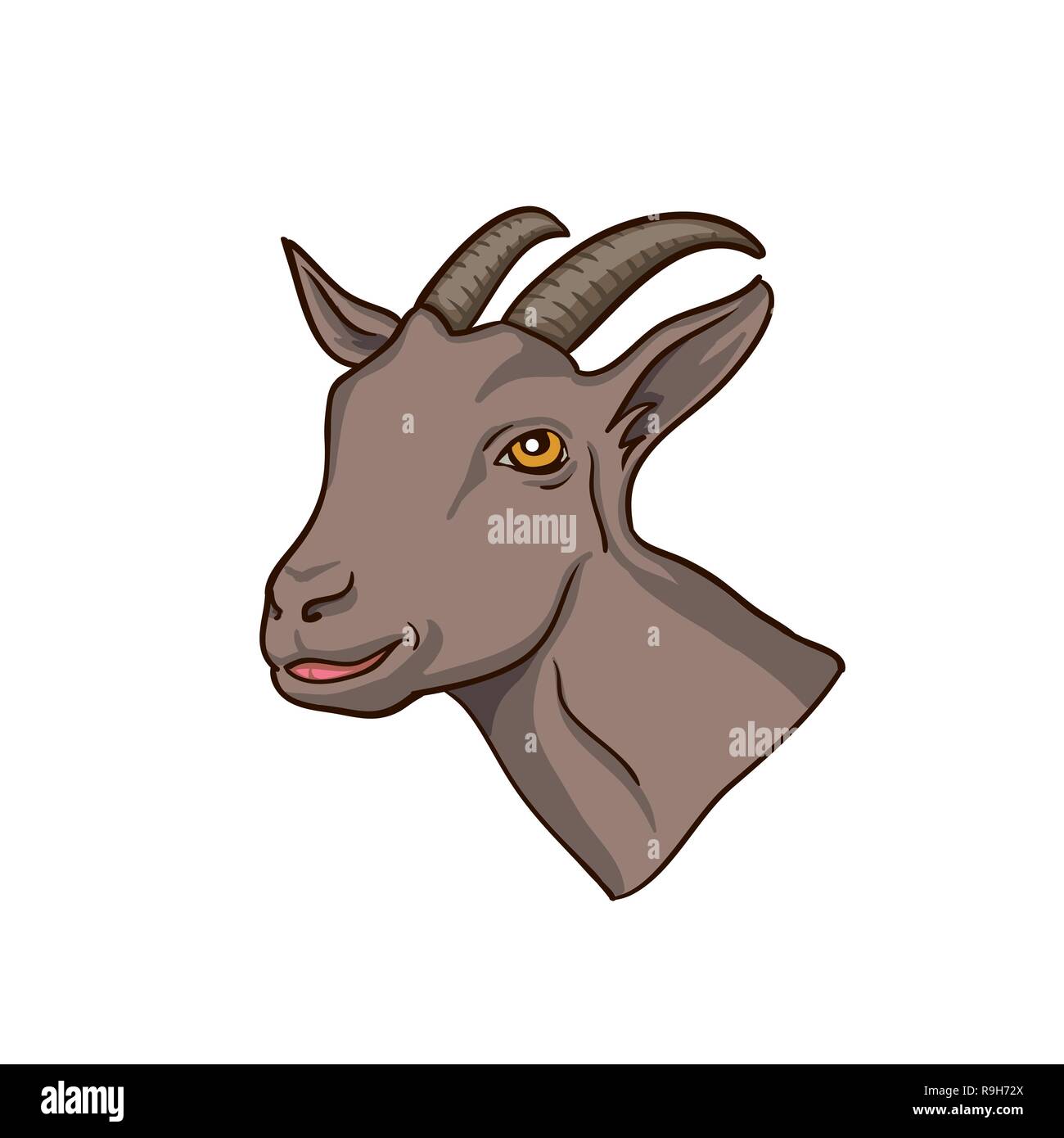 Ziege. Ziege Kopf. Ziege isoliert, Vektor, Abbildung Stock Vektor