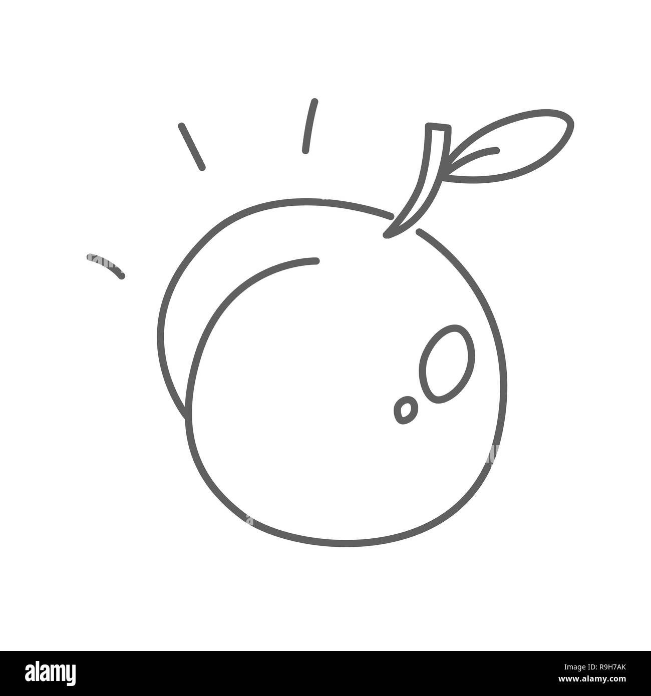 Frischer pfirsich Vektor doodle Symbol isoliert auf Weiss, Hand gezeichneten skizzenhaften Stil Stock Vektor