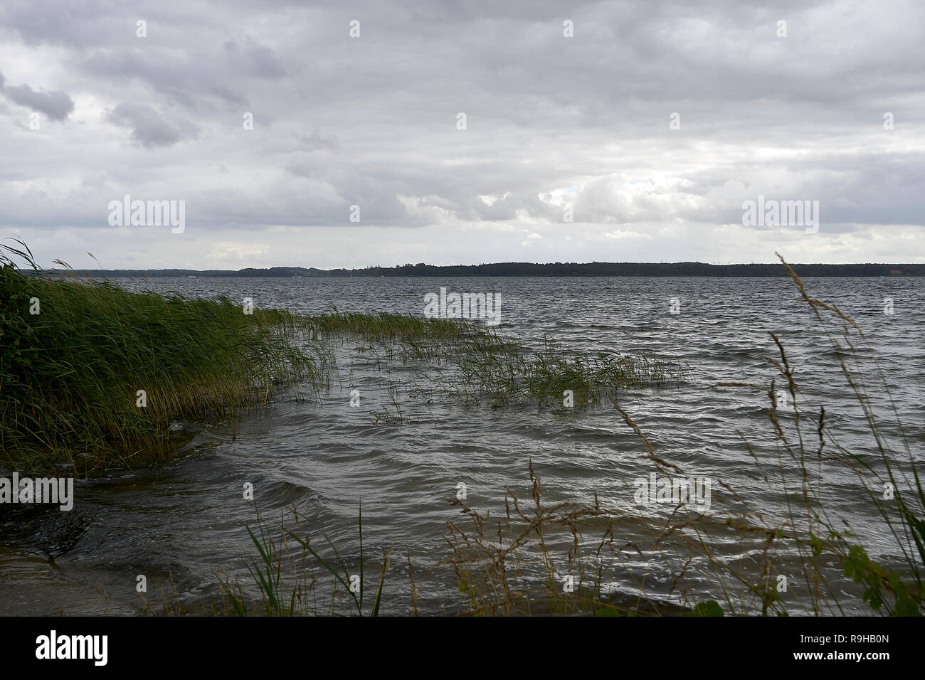 Rauhes Wetter am Plauer See auf 12:00 Uhr Stockfoto