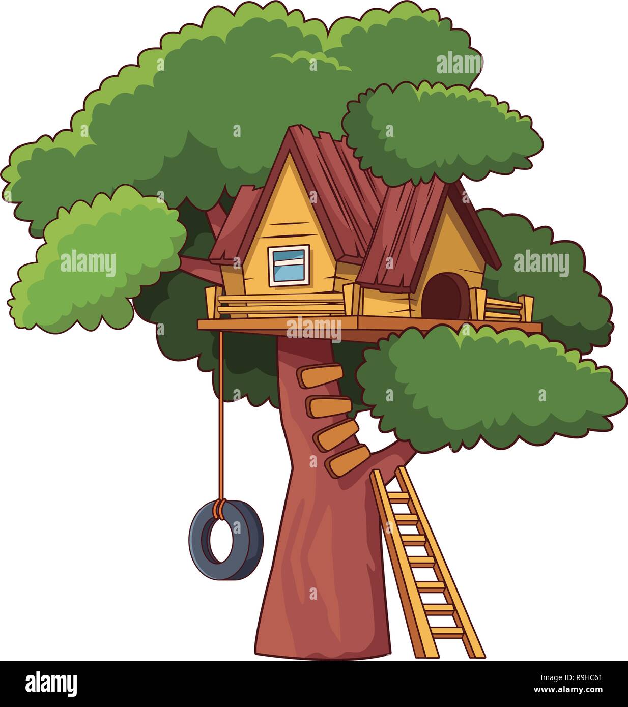 Tree House Cartoon Stock Vektorgrafik Alamy
