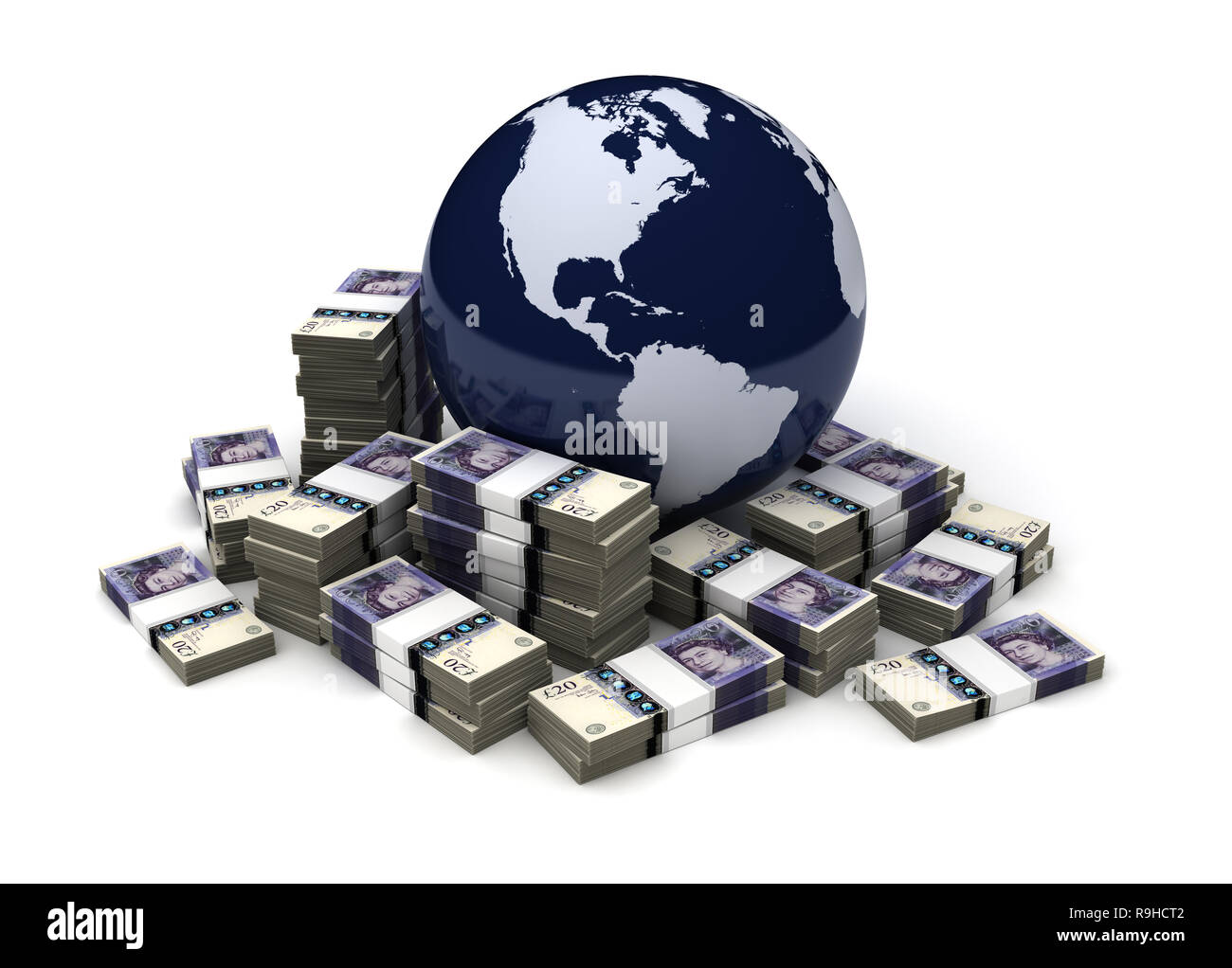 Das weltweite Geschäft mit Englische Pfund (isoliert auf weißem Hintergrund) Stockfoto