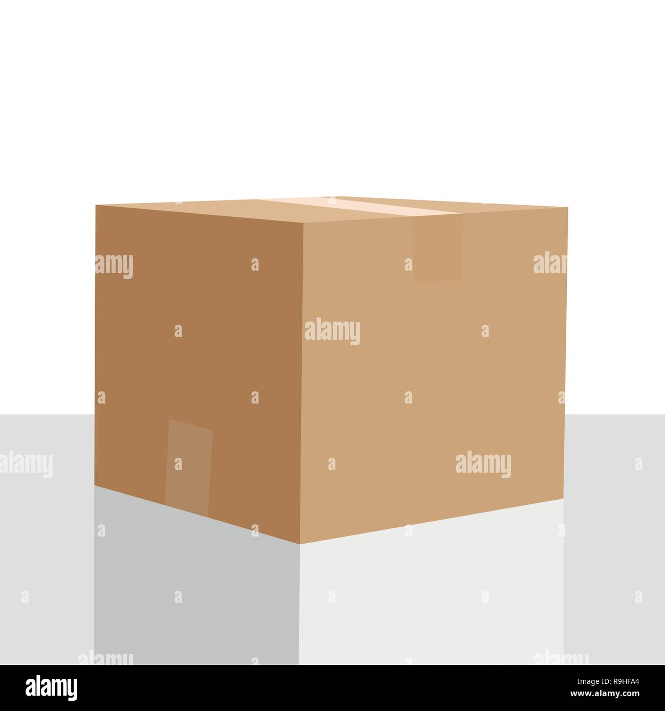 Leere geschlossene Box Mockup, post-Container für die Lieferung und Lagerung, Verpackung Design. Paket mit Klebeband isometrische Symbol Vektor isoliert. Stock Vektor