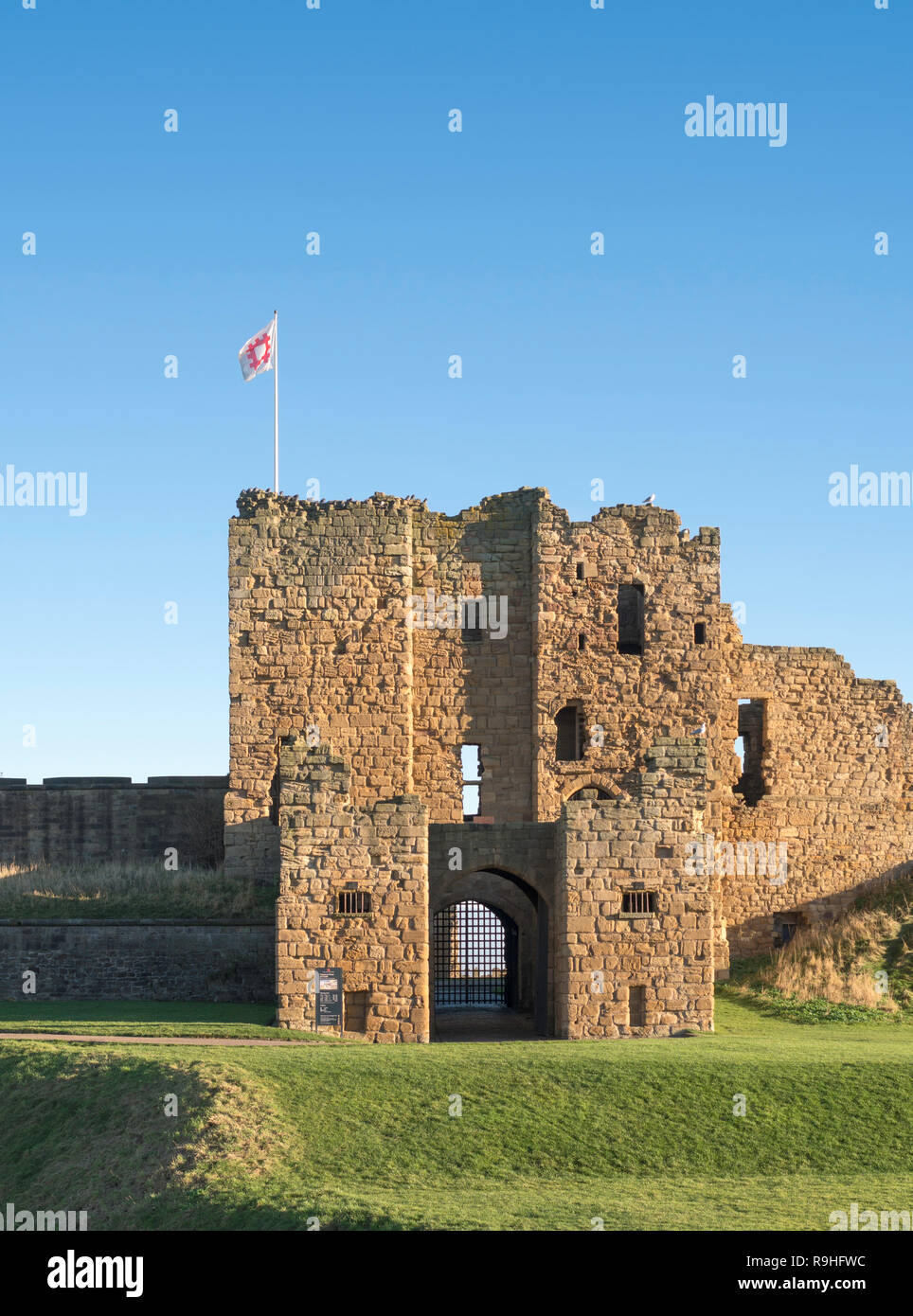 Das torhaus oder Barbican von Tynemouth Castle, North East England, Großbritannien Stockfoto