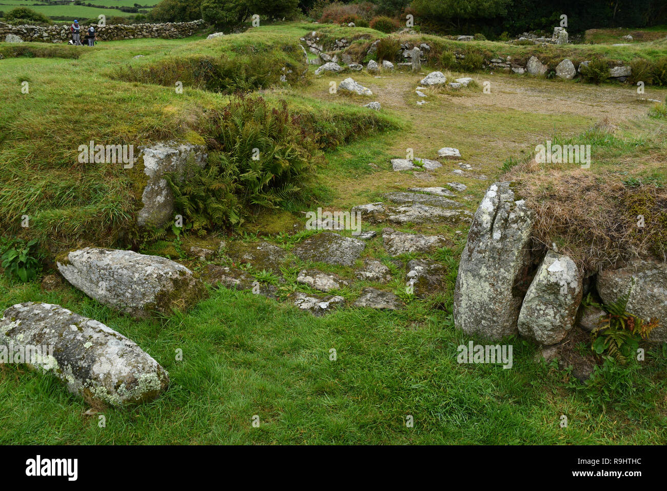 Carn Euny. Eisenzeit altes Dorf im Südwesten Englands. Es wurde von der Eisenzeit bis zum Ende der römischen Besetzung Britanniens bewohnt. Stockfoto