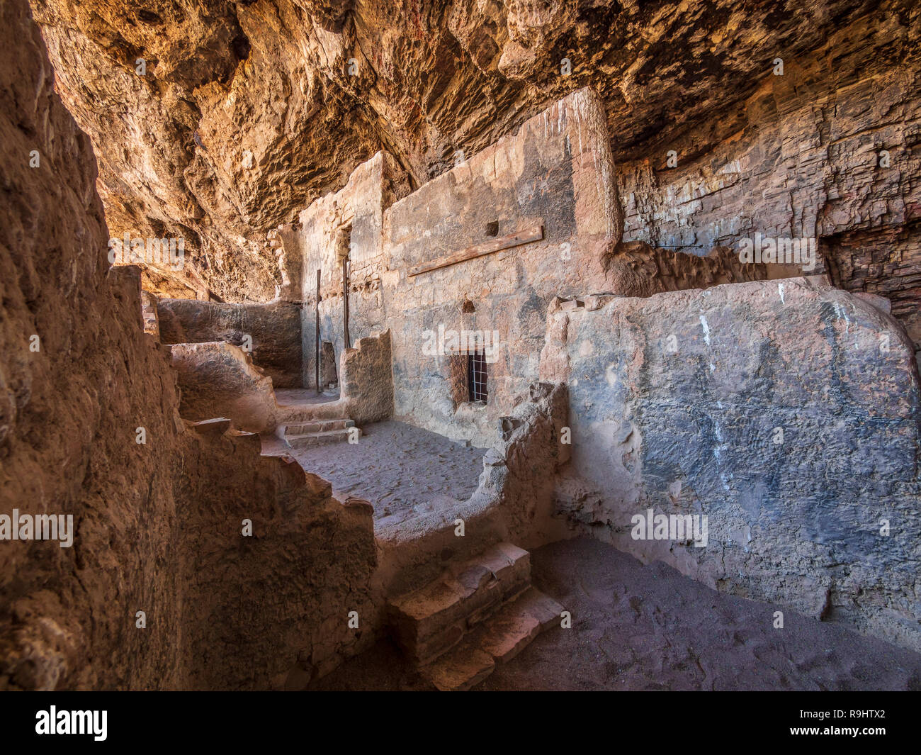 Salado Indianischen Ruinen, Tonto National Monument in der Nähe von Roosevelt Reservoir, Arizona Highway 188 North von Globe, Arizona. Stockfoto