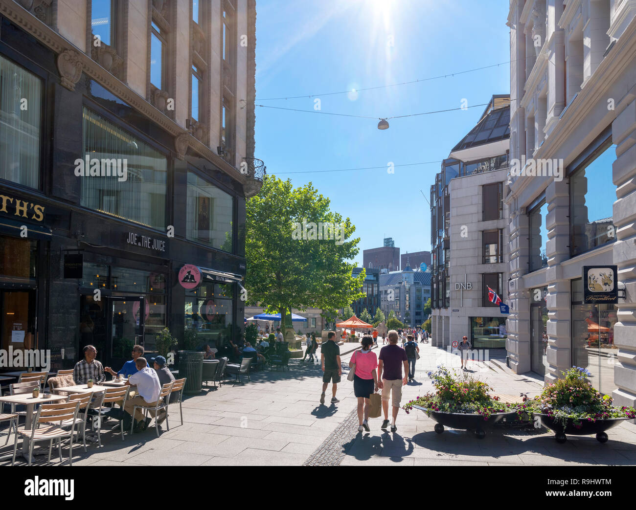 Geschäfte, Cafés und Bars auf Lille Grensen im Zentrum der Stadt, Oslo, Norwegen Stockfoto