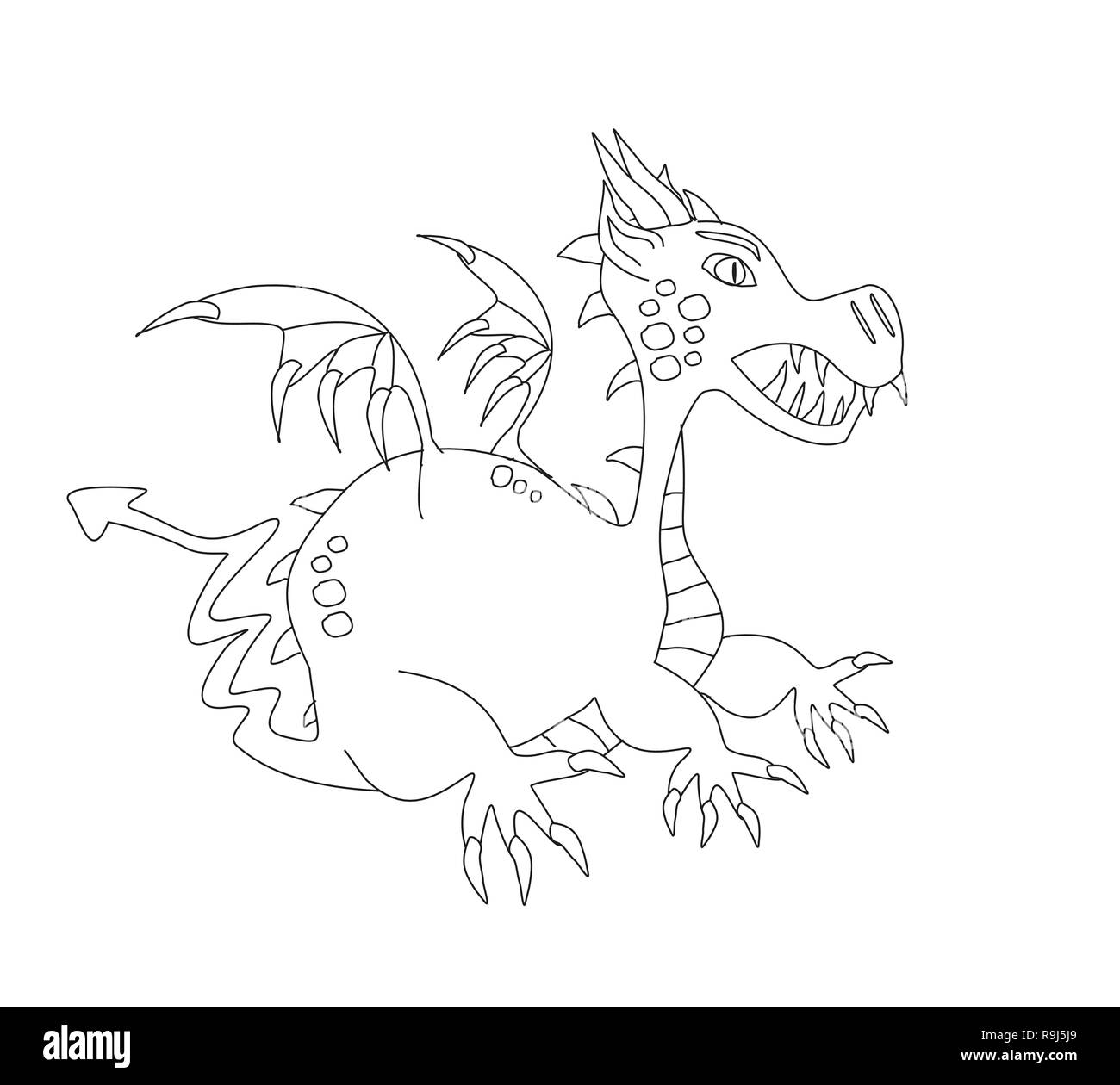 Cartoon Dragon, doodle Abbildung Stock Vektor
