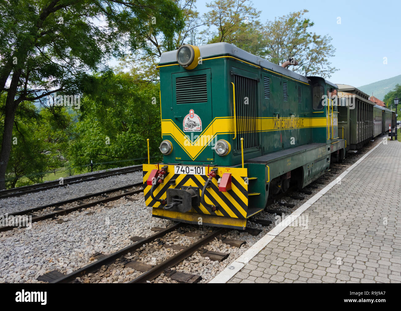 Sargan-tests zur Acht Zug, eine Schmalspurige Museumsbahn, Mokra Gora, Serbien Stockfoto