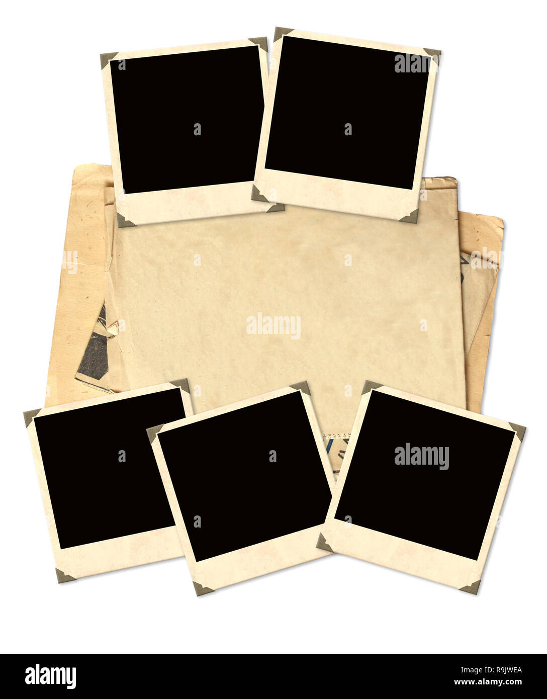 Alte Fotos für scrapbooking Objekt isoliert über Weiß Stockfoto