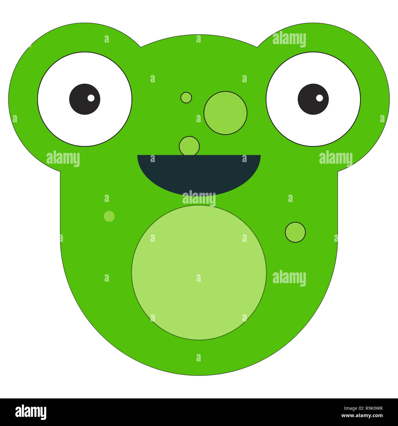 Frosch Gesicht in Cartoon Flat Style. Abbildung auf weißen Hintergrund. Stockfoto