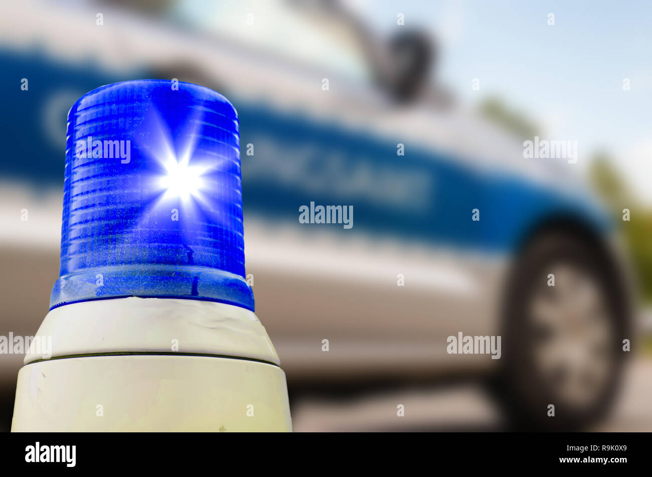 Blaues Licht Polizei Stockfoto