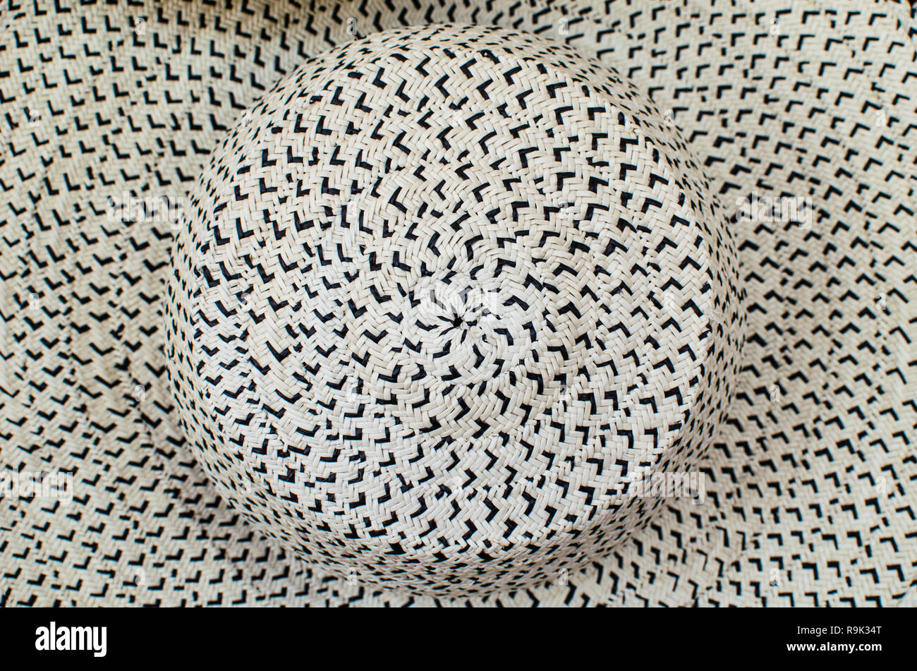 Detail einer Vielzahl von Panama Hüte, bekannt als "Pepita de Guatemala" Stockfoto