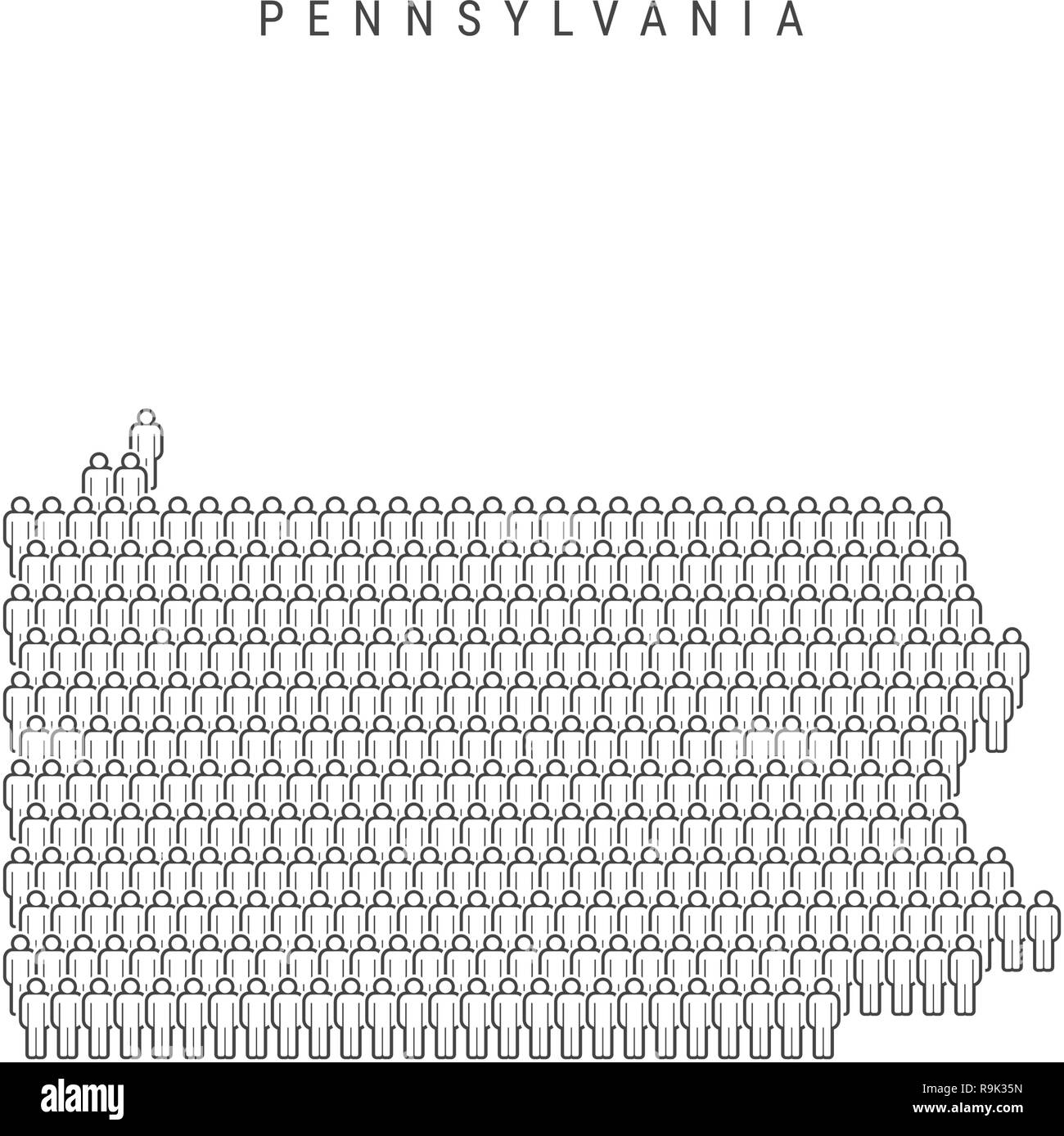 Vektor Menschen Karte von Pennsylvania, USStaat. Stilisierte
