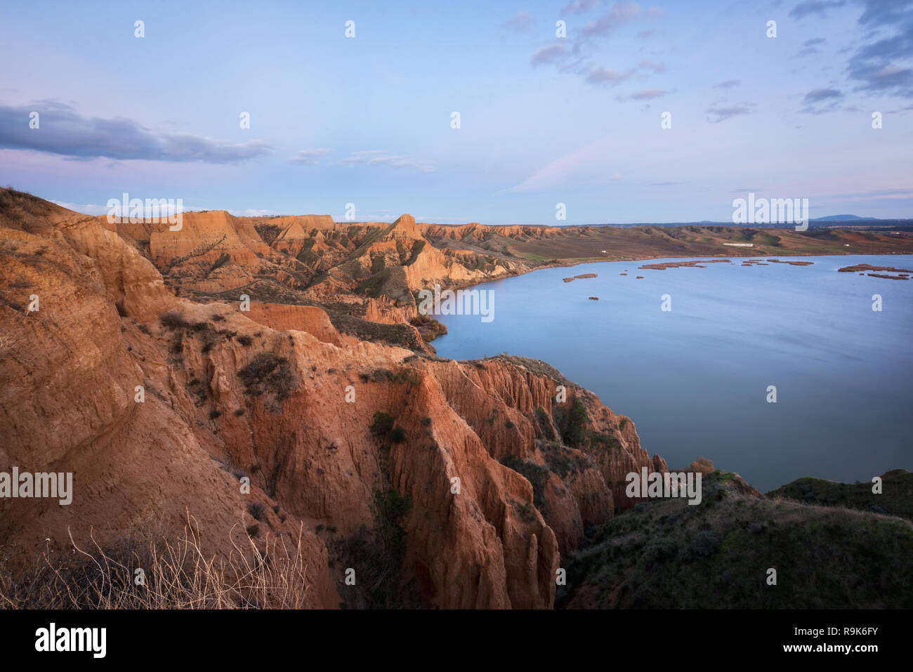 Barrancas de Burujon, erodierten Landschaft im Naturpark, Toledo, Spanien. Stockfoto