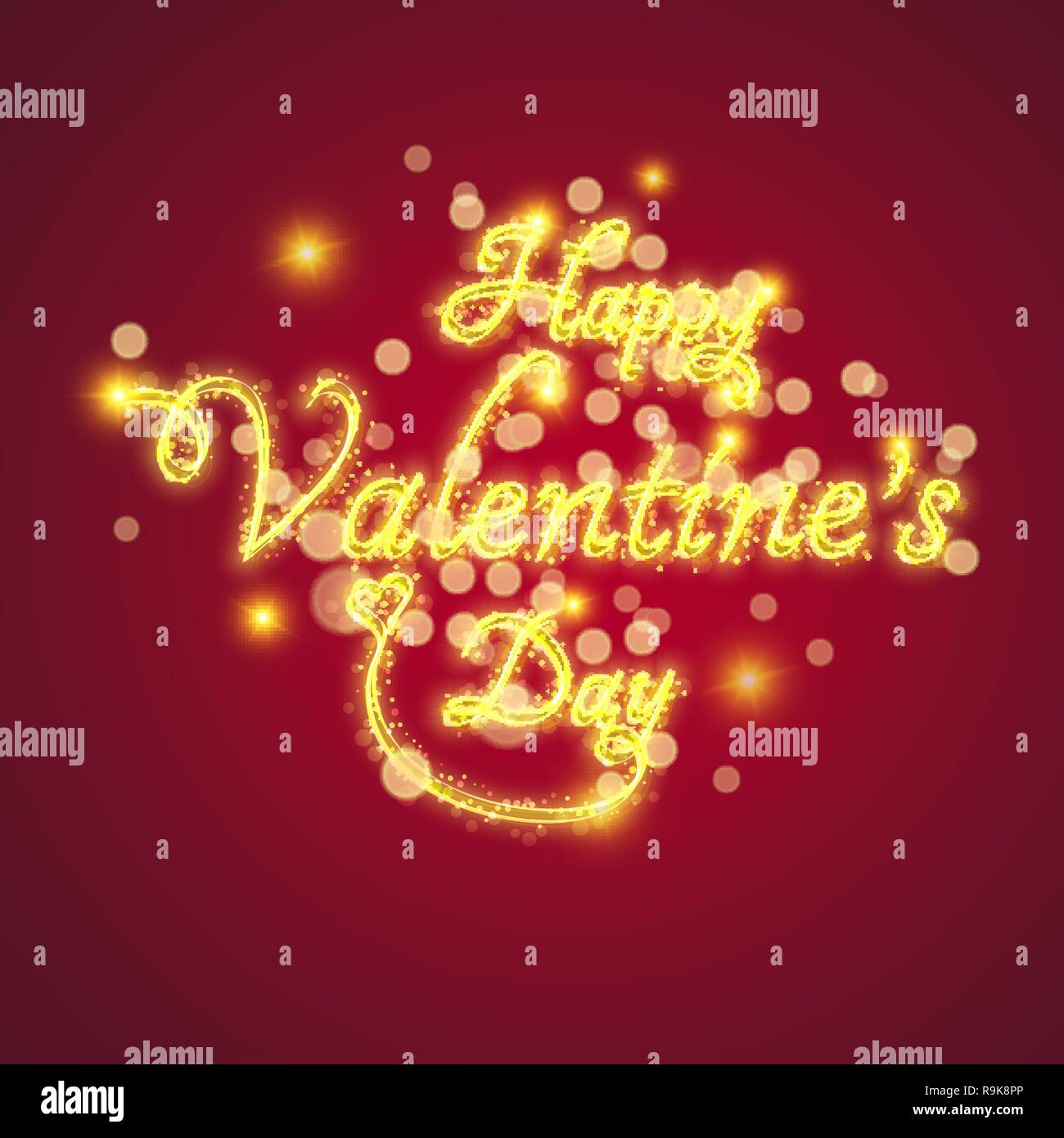 Mit dem St. Valentinstag. Die Handschriftliche gold glänzenden Text mit Flitter und Elemente einer Seite. Design Element, Gratulation. Vector Illustration. Stock Vektor