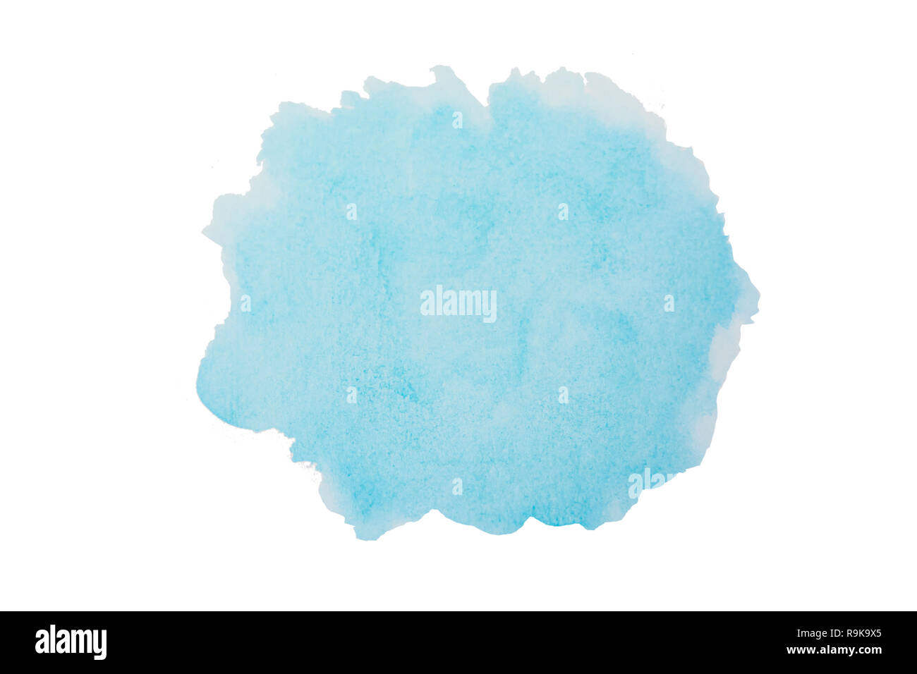 Himmel blau Aquarell Hintergrund. Pinselstrich Form auf Weiß mit Freistellungspfad isoliert Stockfoto