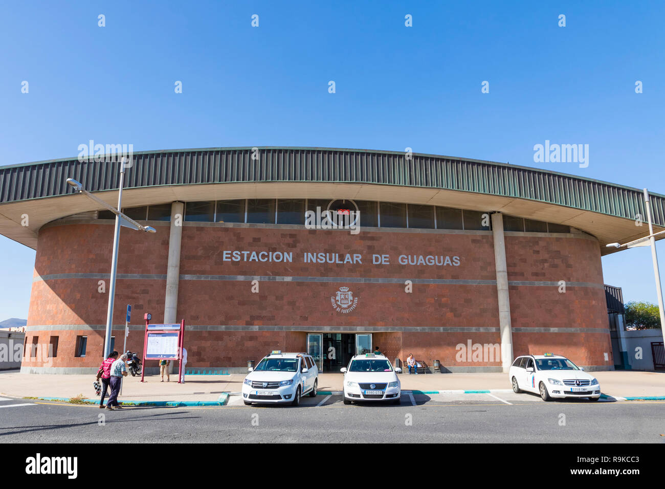 Busbahnhof (Estación de Guaguas) Insellage in Puerto del Rosario, Fuerteventura, Kanarische Inseln, Spanien Stockfoto