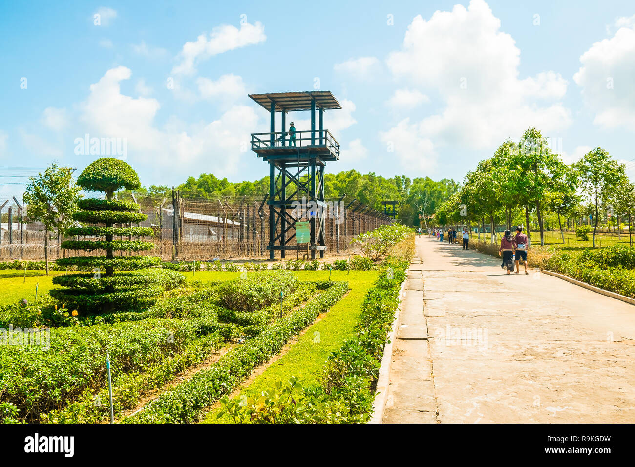 Hauptansicht der Kokospalme Gefängnis auf der Insel Phu Quoc in Vietnam. Stockfoto