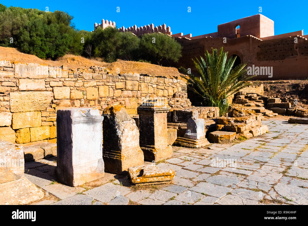 Ruinen der antiken Nekropole von kellah Chellah in der Stadt Rabat, Marokko in Afrika Stockfoto