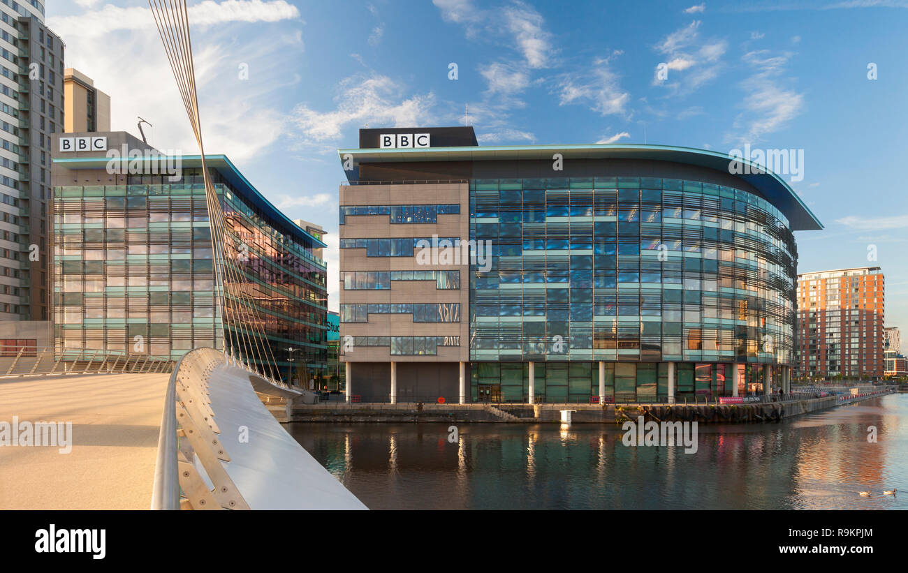 BBC Manchester an der MediaCityUK Entwicklung, Salford Quays, Salford, Manchester, England, Großbritannien Stockfoto