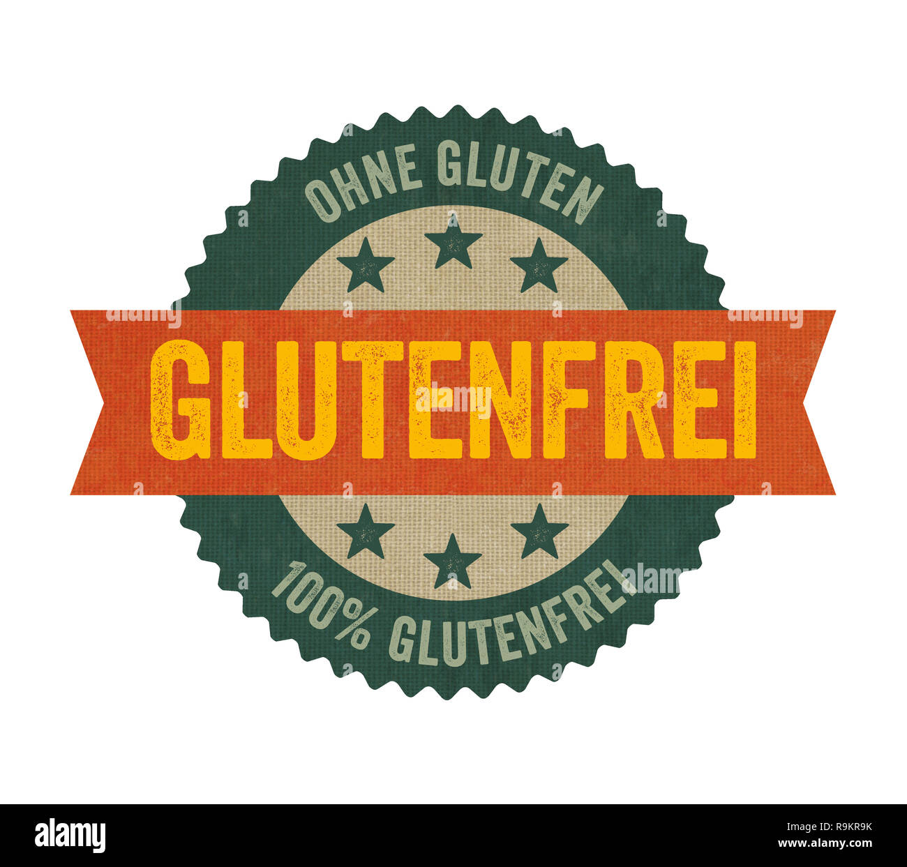 Etikett mit der deutschen Übersetzung von Glutenfrei - Glutenfrei Stockfoto