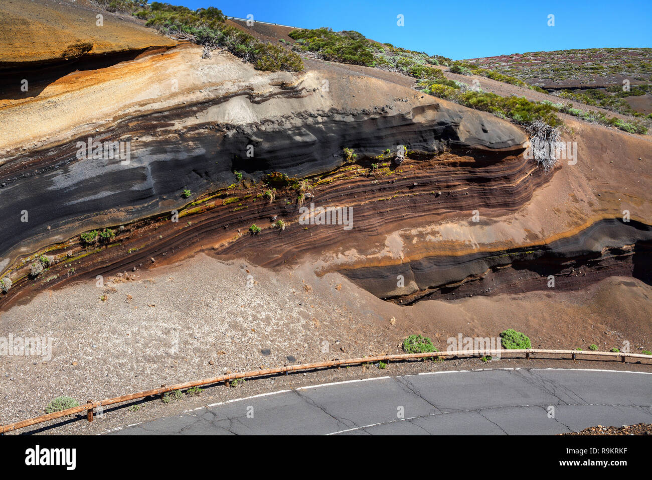 Straße auf Teneriffa Nationalpark. Kanarische Inseln, Spanien Stockfoto