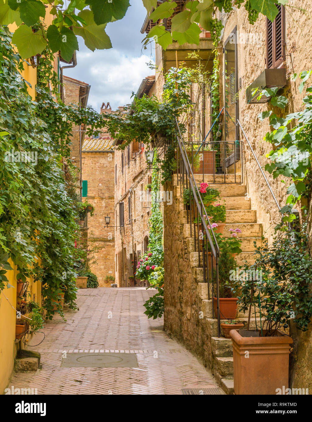 Malerische Anblick in Pienza, Provinz Siena, Toskana, Italien. Stockfoto