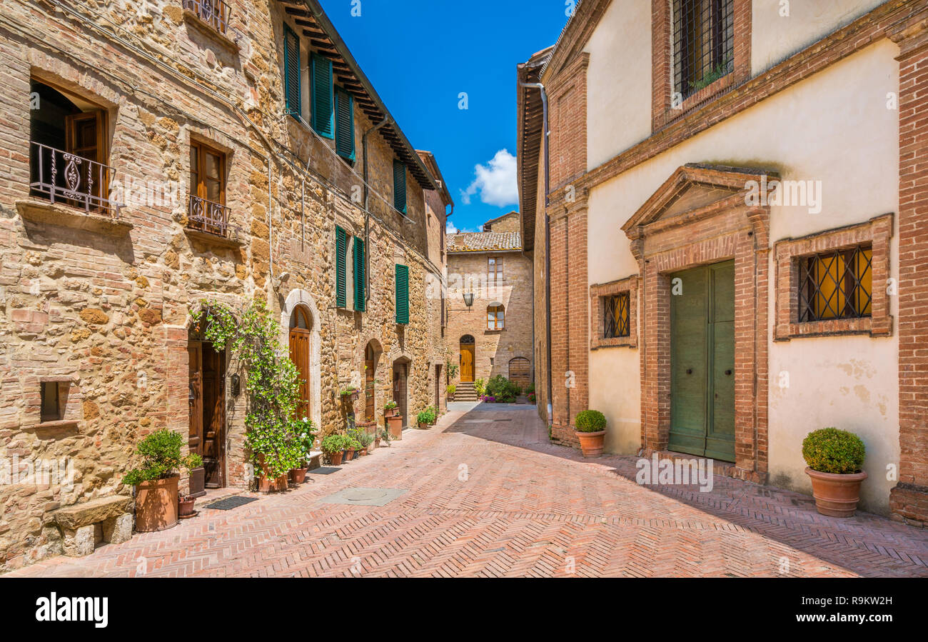 Malerische Anblick in Pienza, Provinz Siena, Toskana, Italien. Stockfoto