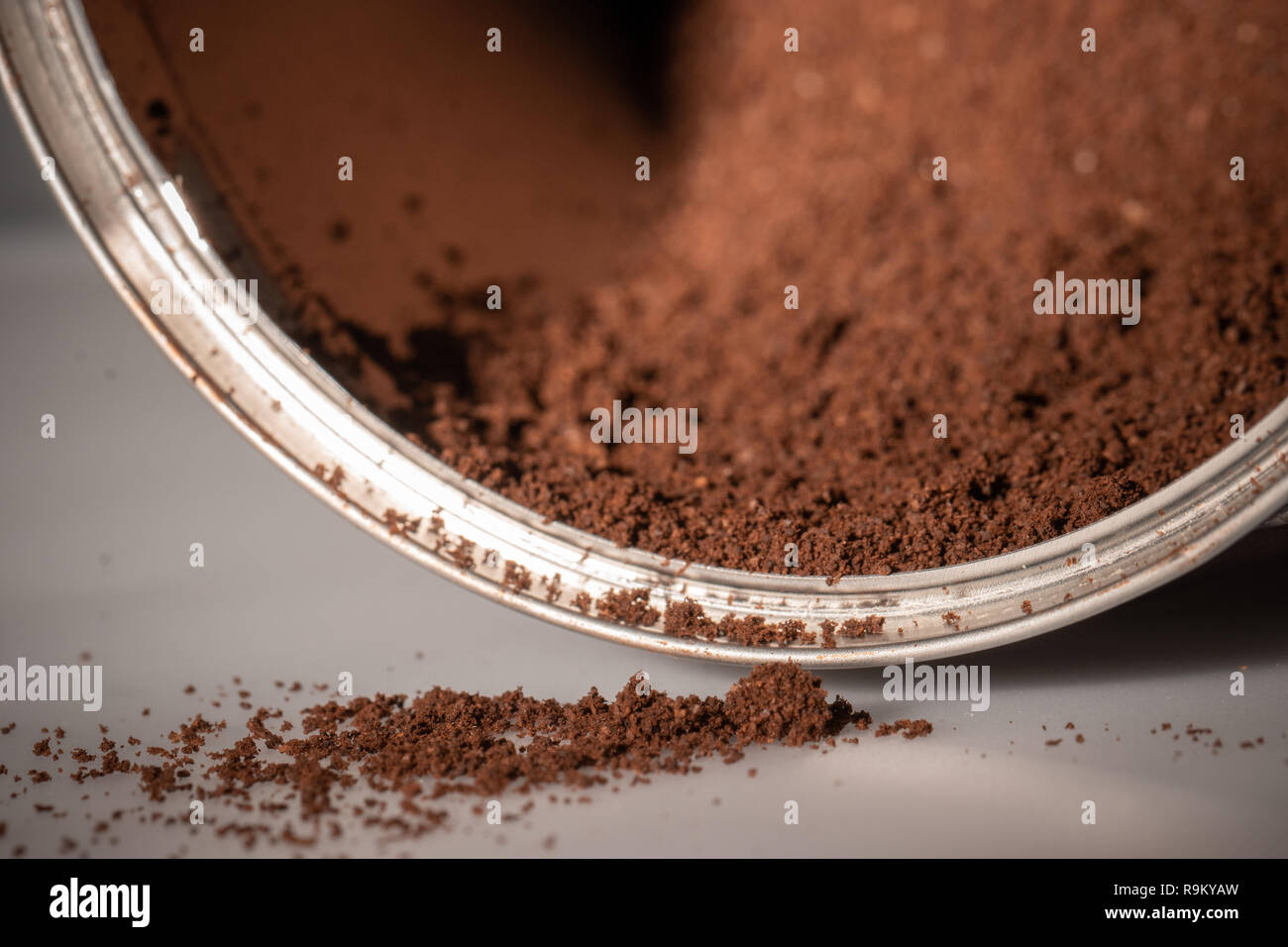 Die Textur des gemahlenen Kaffee. Ausgewählte Schwerpunkte Stockfoto