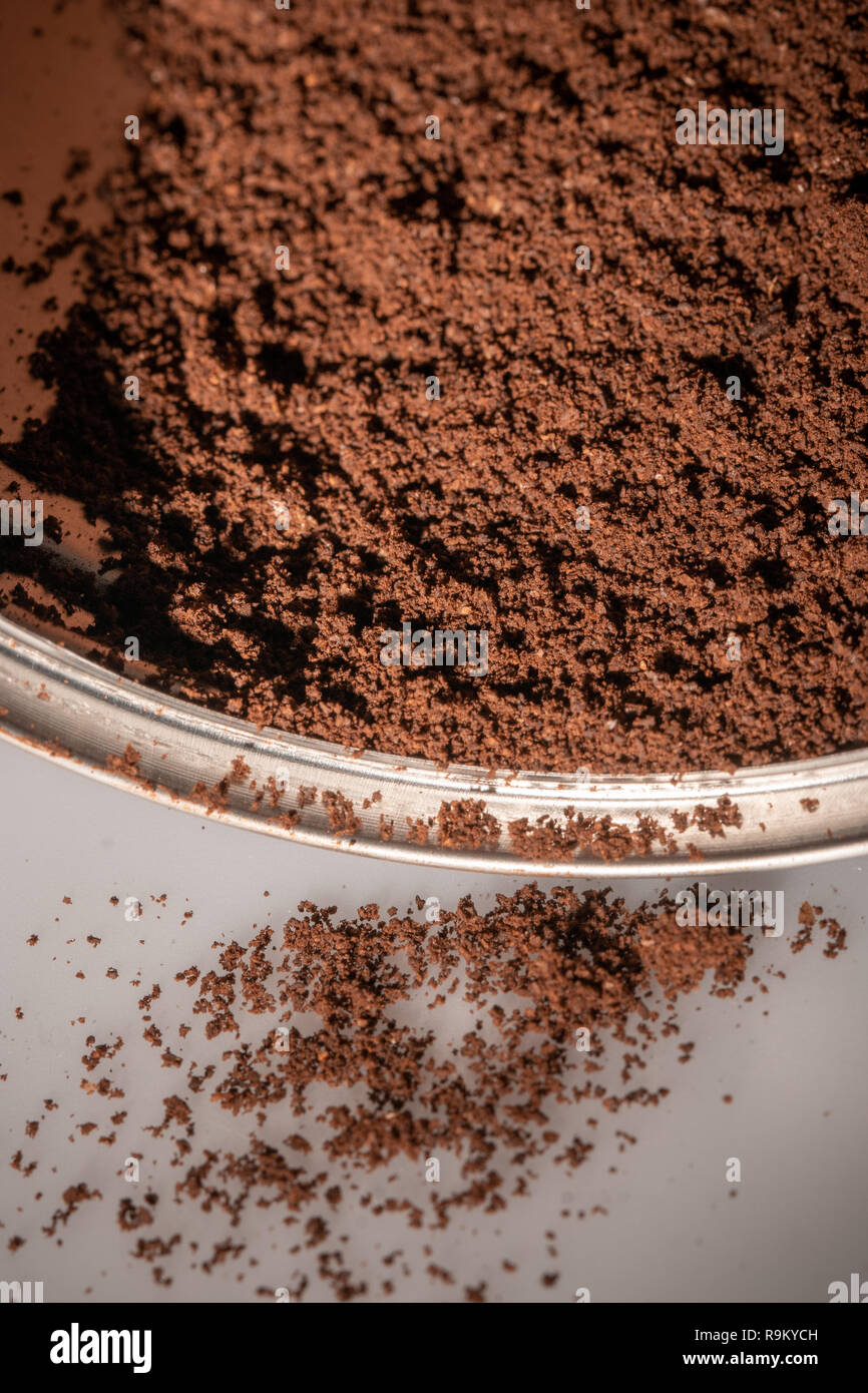 Die Textur des gemahlenen Kaffee. Ausgewählte Schwerpunkte Stockfoto