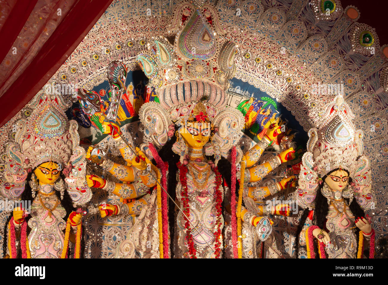 Reibe Kailash, Neue Delhii, DT-16 Oct 2018. Eine Ansicht von Durga Puja Pandal Idiol In Stockfoto