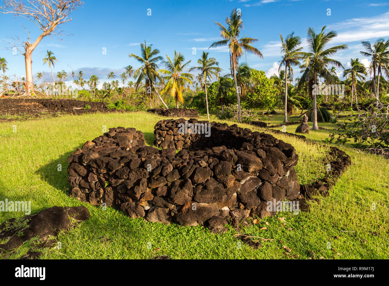Talietumu (Kolo Nui), archäologischen Stätte in der UVEA (Wallis) Insel, Wallis und Futuna, Ozeanien. Eine befestigte Tongan Abrechnung (Tongan fort). Stockfoto
