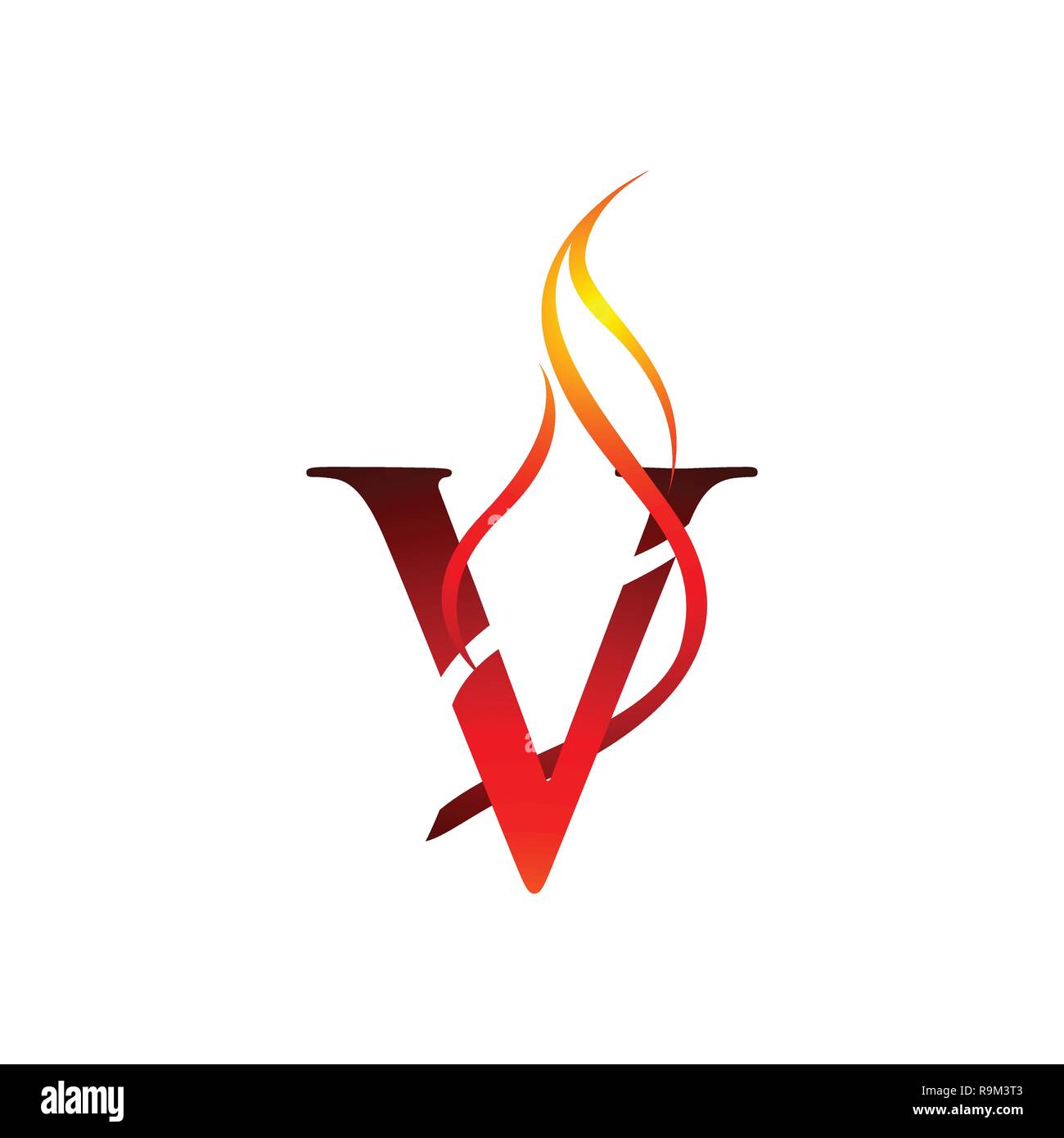 Ursprünglichen V Schreiben Flamme Logo Design. Brand Logo Schriftzug Konzept Vektor. Stock Vektor