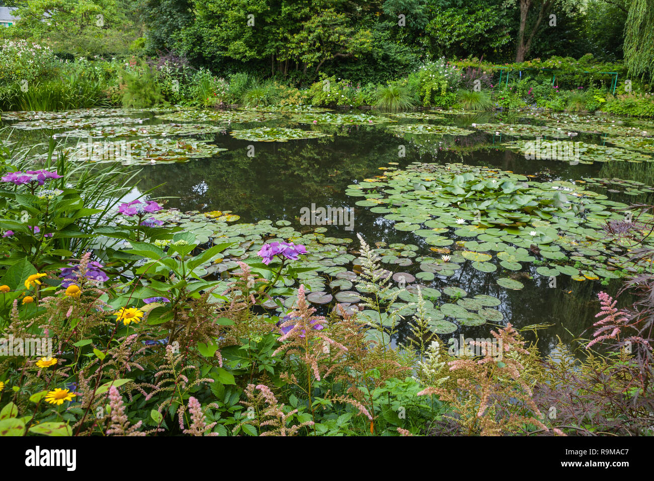 Blick auf den Garten in Giverny, Frankreich, wo Claude Monet lebte und erstellt für die langen Jahre Stockfoto