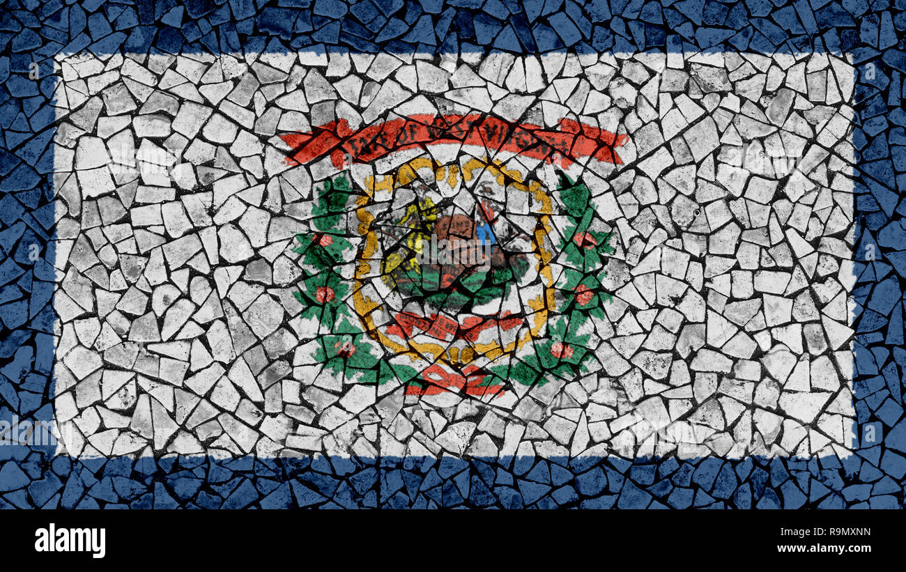 Fliesen Mosaik Gemälde von West Virginia Flagge, US-Hintergrund Stockfoto