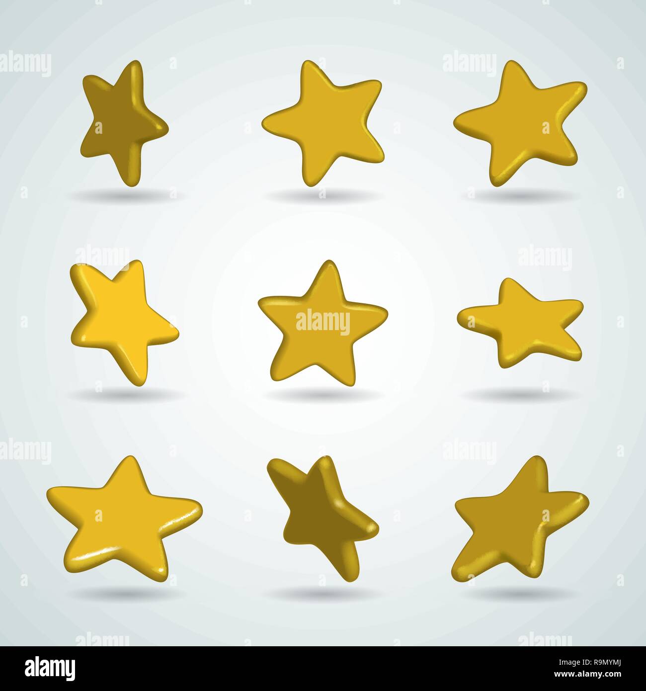 Golden Star mit weichen Kanten in verschiedenen Winkeln. Vector Illustration Stock Vektor