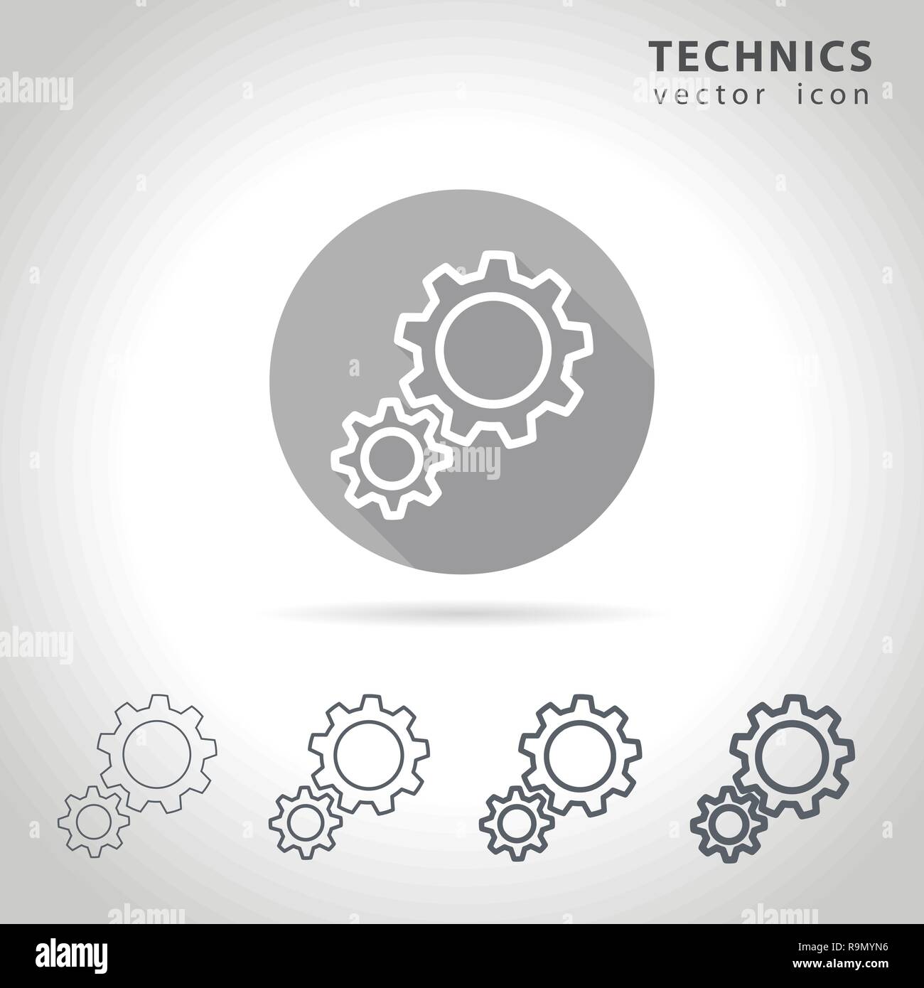 Technische Übersicht Icon Set, Sammlung von Zahnrad Umrisse Symbole, Vector Illustration Stock Vektor