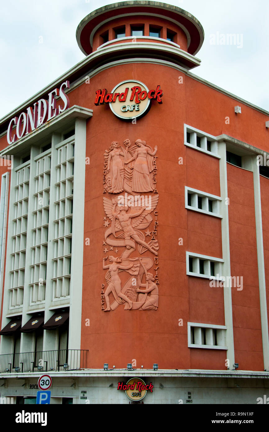 Lissabon, Portugal - Juni 3, 2016: Hard Rock Cafe Kette von Restaurants in 74 Ländern gefunden Stockfoto