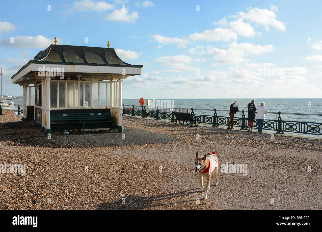 Einen sonnigen Brighton Seafront am Weihnachtstag, East Sussex, England, Großbritannien Stockfoto
