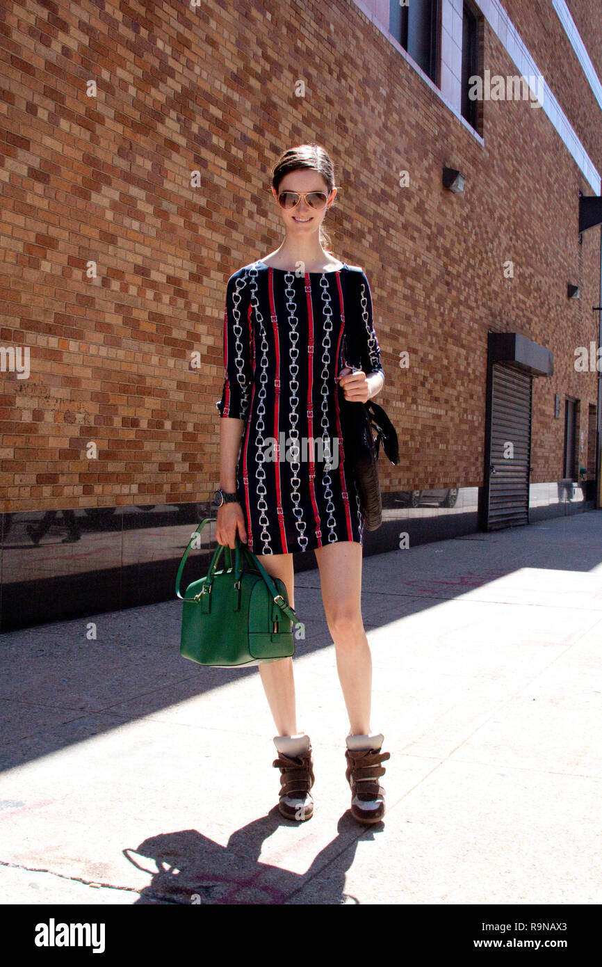 Fashion Model street style während der New York Fashion Week Stockfoto