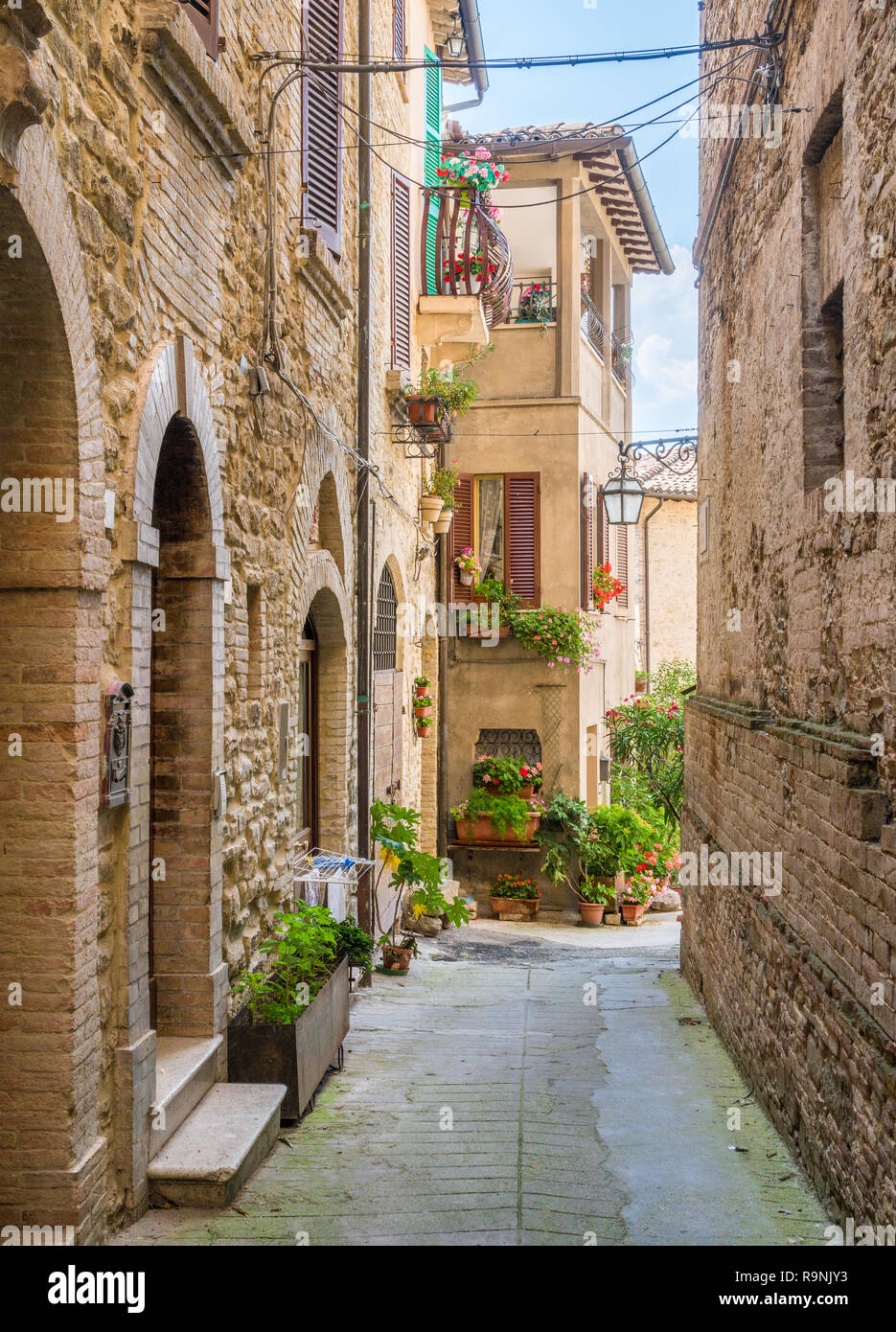 Malerische Anblick in Bevagna, antike Stadt in der Provinz von Perugia, Umbrien, Italien. Stockfoto