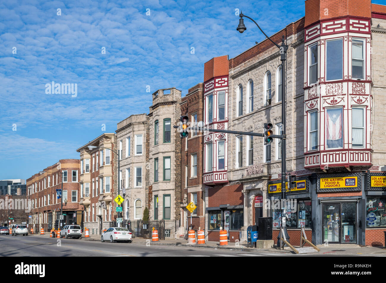 Der kommerziellen Gebäude im Logan Square Nachbarschaft Stockfoto