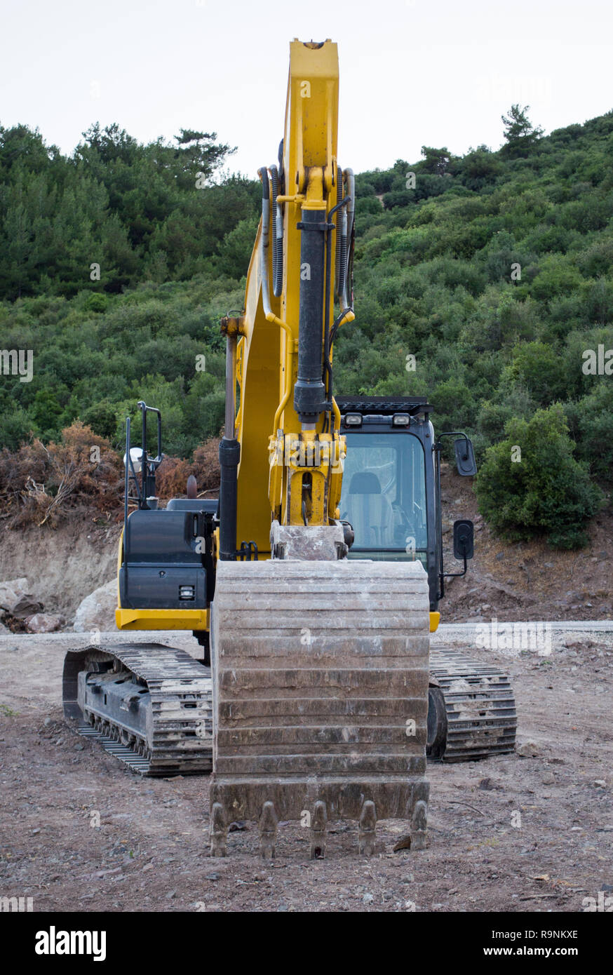 Bagger auf der Baustelle Stockfoto